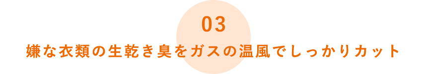 嫌な衣類の生乾き臭をガスの温風でしっかりカット